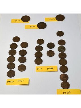 27pcs One Cent Canada Coins 1913 1916 1919 1920 1921 1927 1928 1929 Assorted Lot